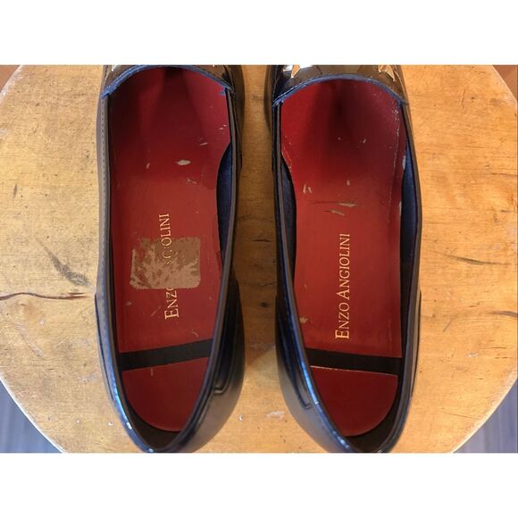 Enzo Angiolini  Leather Loafers Flats Dark Navy Square Toe Size 6M - Picture 5 of 8